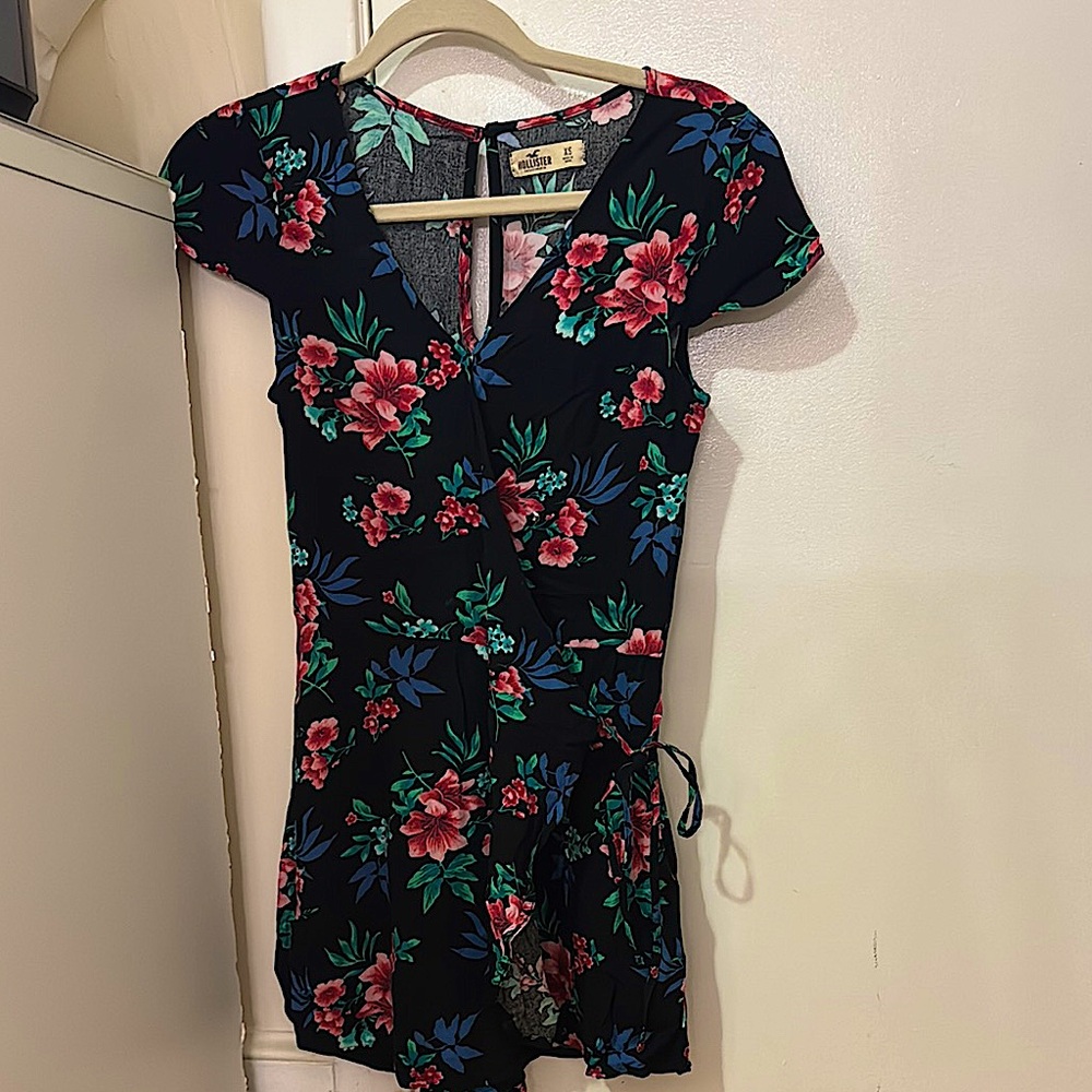 Hollister Black Floral Jumpsuit